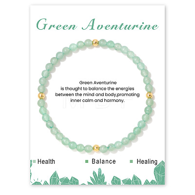 Natural Green Aventurine Beaded Stretch Bracelets for Women Men WA9993-6-1