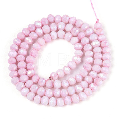Anti-Tarnish Electroplate Rondelle Glass Beads Strands X-EGLA-T021-4mm-17-03-1