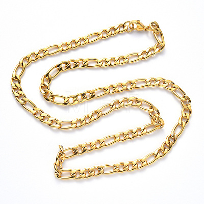 Vacuum Plating 304 Stainless Steel Figaro Chain Necklaces NJEW-S420-003A-G-1
