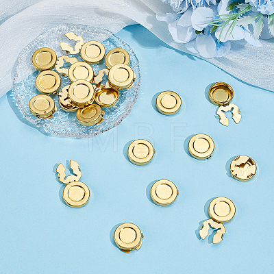 20Pcs Flat Round Brass Button Covers Settings BUTT-ME0001-48B-1