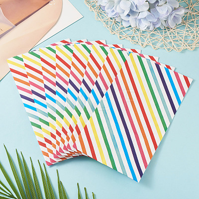 12Pcs Rainbow Color Rectangle Paper Candy Bags ABAG-TA0002-34B-1