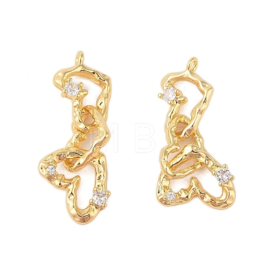 Brass Micro Pave Clear Cubic Zirconia Pendants KK-B111-03G-1