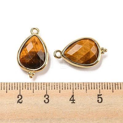 Natural Tiger Eye Faceted Pendants G-M431-15G-09-1