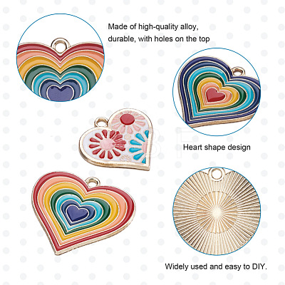 Kissitty 20Pcs 5 Style Heart Alloy Enamel Pendants ENAM-KS0001-08-1