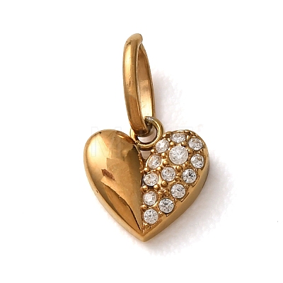 304 Stainless Steel Micro Pave Clear Cubic Zirconia Charms CU-CBA703A-04G-02-1