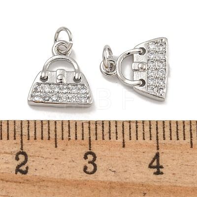 Rack Plating Brass Micro Pave Clear Cubic Zirconia Charms KK-U030-10P-1