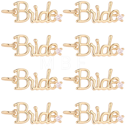 8Pcs Rack Plating Brass Micro Pave Clear Cubic Zirconia Pendants KK-BBC0029-15-1