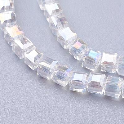 Electroplate Glass Beads Strands EGLA-D018-4x4mm-01-1