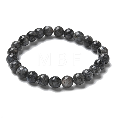 Natural Larvikite Bead Stretch Bracelets BJEW-K212-B-046-1