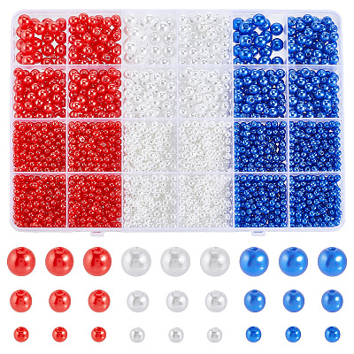 3000Pcs 9 Styles ABS Plastic Imitation Pearl Beads OACR-PH0004-81-1