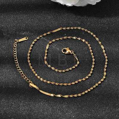 1.8MM Unisex 304 Stainless Steel Rope Chain Necklaces NJEW-P356-02G-1
