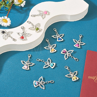 36Pcs 12 Colors Alloy Angel Pendant Decorations FIND-TA0001-92-1