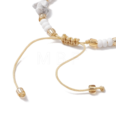 Natural Howlite Chips & Handmade Seed Beads Braided Bracelet Making AJEW-MZ00004-04-1