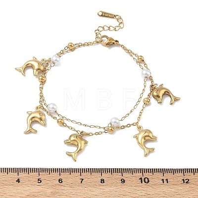304 Stainless Steel Satellite Chain Double Layered Bracelets BJEW-D456-02G-1