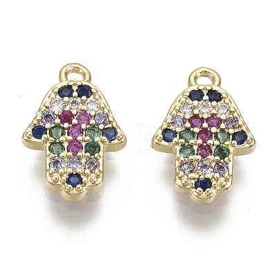 Brass Micro Pave Cubic Zirconia Charms KK-S348-550-NF-1