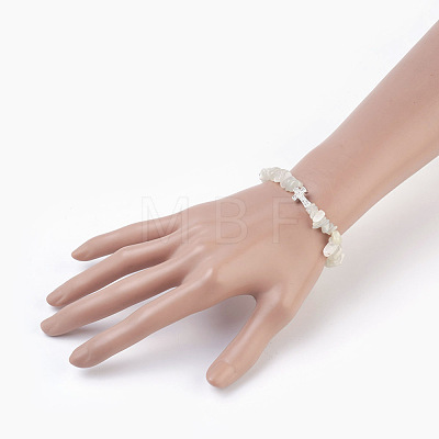 Natural White Moonstone Beads Stretch Bracelets BJEW-JB03926-10-1
