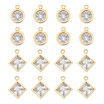 Unicraftale 16Pcs 4 Style 304 Stainless Steel Rhinestone Charms STAS-UN0055-94-1