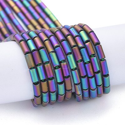 Electroplate Frosted Glass Beads Strands EGLA-K014-BF-FP03-1
