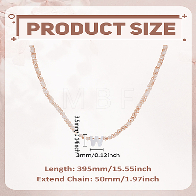 1Pc Glass Rondelle Beaded Necklaces NJEW-LP0007-23W-1