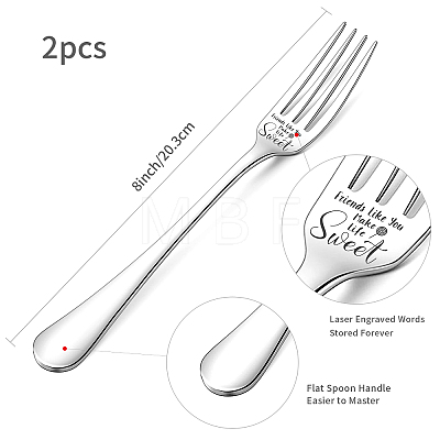 Globleland Word Pattern 304 Stainless Steel Fork AJEW-GL0001-17C-1