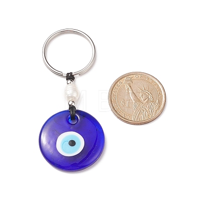 Handmade Lampwork Blue Evil Eye Keychain Key Ring KEYC-JKC00385-02-1