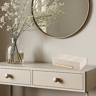 1Pc Wood Covered with PU Leather Jewelry Storage Boxes with Golden Tone Iron Findings CON-CN0001-24-1