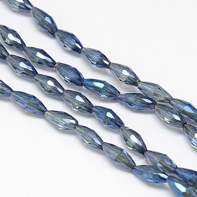 Electroplate Crystal Glass Rice Beads Strands X-EGLA-F042-A07-1