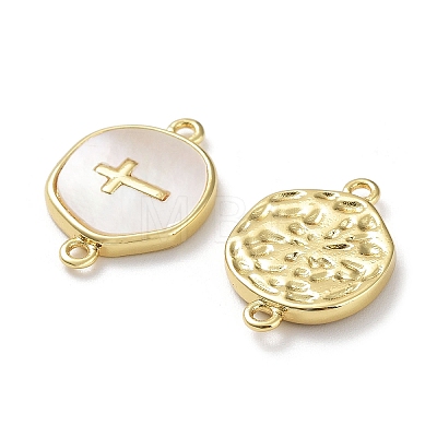 Rack Plating Brass Pave Shell Connector Charms X-KK-Z036-08G-1