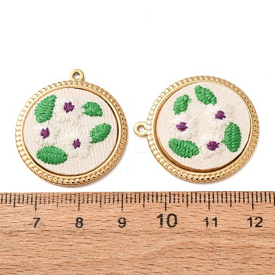 304 Stainless Steel & Cloth Embroidered Pendants FB-CBAFBAF-07G-1