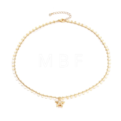 Brass Micro Pave Clear Cubic Zirconia Starfish Pendant Necklaces NJEW-JN03150-01-1