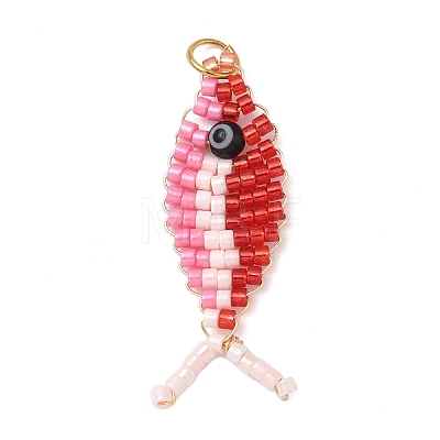 Glass Seed Beads Pendants PALLOY-MZ00908-1