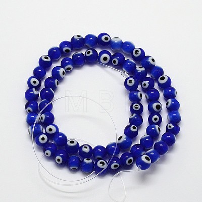 Handmade Evil Eye Lampwork Round Bead Strands LAMP-L055-10mm-06-1