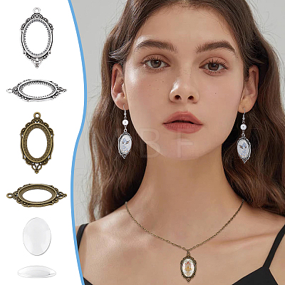 30Pcs Vintage Tibetan Style Alloy Pendant Cabochon Bezel Open Back Settings TIBEP-UN0001-31-1