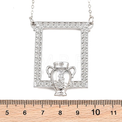 Alloy Rectangle Photo Frame with Vase Pendant Necklaces for Dried Flowers AL-CBA3C8B-18P-1