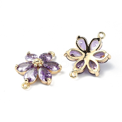 Brass Pave Medium Orchid Cubic Zirconia Connector Charms FIND-Z029-03G-1