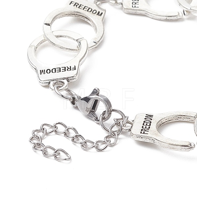 Tibetan Style Alloy Handcuff with Freedom Link Chain Necklaces for Men Women BJEW-JB09341-1