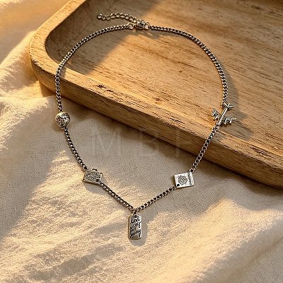 Vintage Alloy Iron Passport Airplane Multi Pendant Necklaces for Women WG98A05-01-1