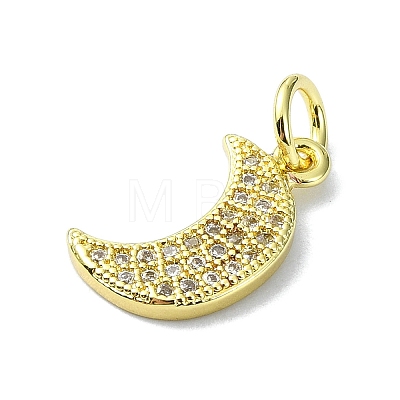 Moon Theme Brass Micro Pave Clear Cubic Zirconia Charms KK-H475-57G-04-1