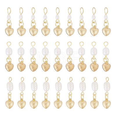 30Pcs 3 Styles Natural Cultured Freshwater Pearl & 304 Stainless Steel Heart Pendants PALLOY-TAC0318-1