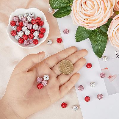 90Pcs 3 Colors Polymer Clay Rhinestone Beads RB-HY0001-02-1