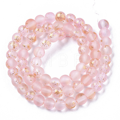 Frosted Spray Painted Glass Beads Strands X-GLAA-N035-03B-C06-1