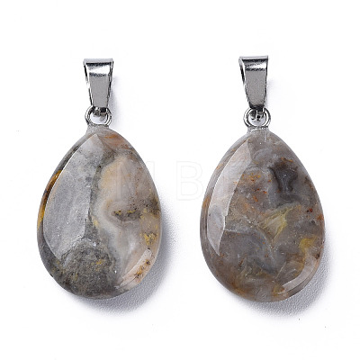 Teardrop Dyed Natural Crazy Agate Obsidian Pendants G-Q368-12-1