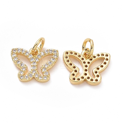 Brass Cubic Zirconia Charms ZIRC-I062-21G-1