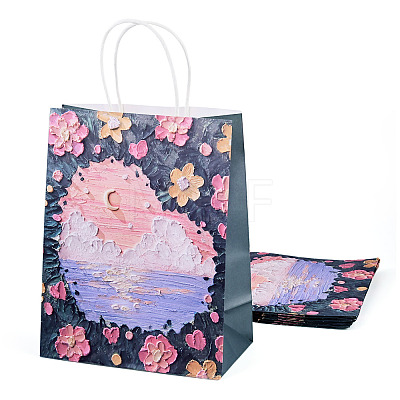 6Pcs Flower Printed Paper Gift Bags ABAG-TADJ0001-08C-1