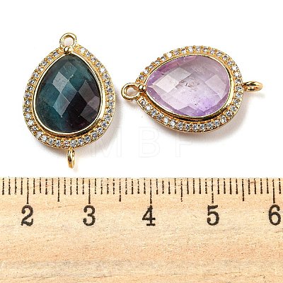 Natural Mixed Gemstone Faceted Teardrop Connector Charms G-M431-04G-1