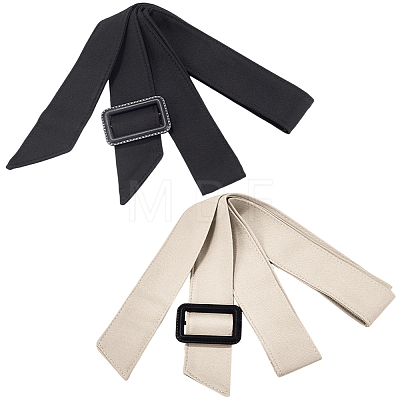 2Pcs 2 Colors Tie a Knot Polyester Waist Belt with Plastic Buckle AJEW-GF0014-54-1