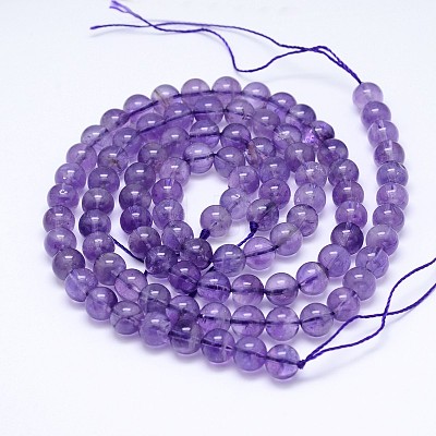 Natural Amethyst Round Bead Strands G-M212-10mm-01A-1
