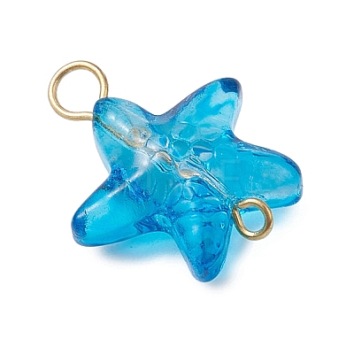 Starfish Gradient Color Baking Paint Transparent Glass Connector Charms PALLOY-JF03277-01-1