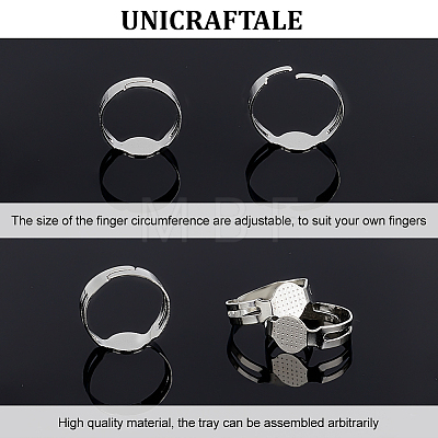 Unicraftale 150Pcs Adjustable Alloy Finger Rings Components FIND-UN0001-87-1