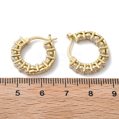 Brass Micro Pave Clear Cubic Zirconia Hoop Earrings EJEW-K083-42G-1